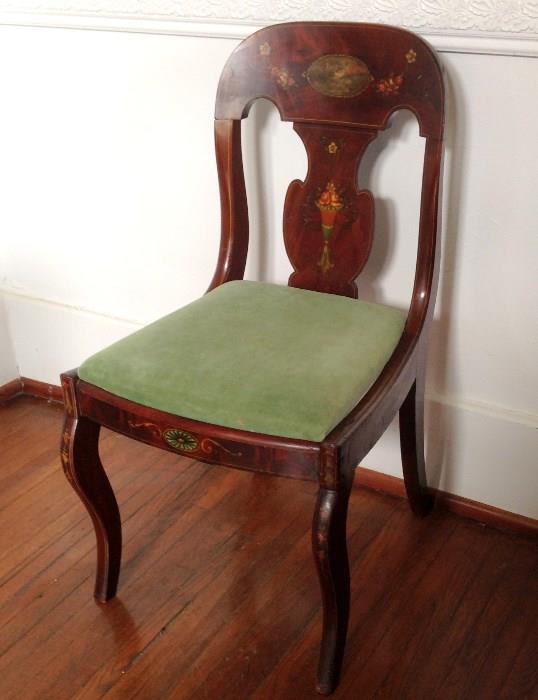 English Regency painted mahogany side chair.