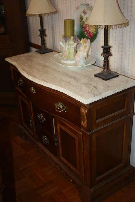 ANTIQUE MARBLE TOP BUFFET