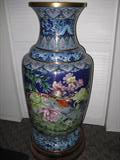 42" monumental, Chinese cloisonne vase; highly detailed