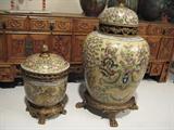 Pair of Chinese ceramic and bronze jars.