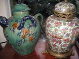 Two chinese ceramic jar and herb jar.