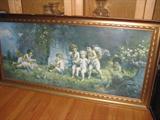 Large, and rare, German chromolithograph of puti. C. 1920