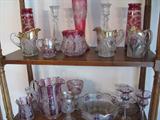 Colored, vintage pressed glass, Bohemian etc.