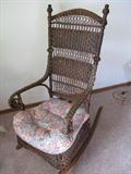 Near mint, Victorian complex weave wicker rocker