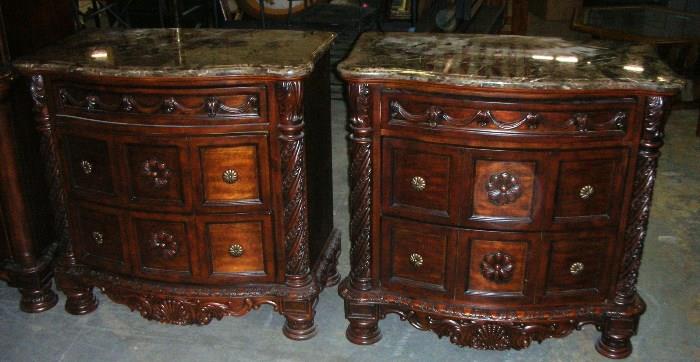 2 night stands each have 2 large drawers. 