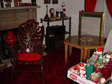 Antique rocking chair, Italian inlaid wood music box tables!