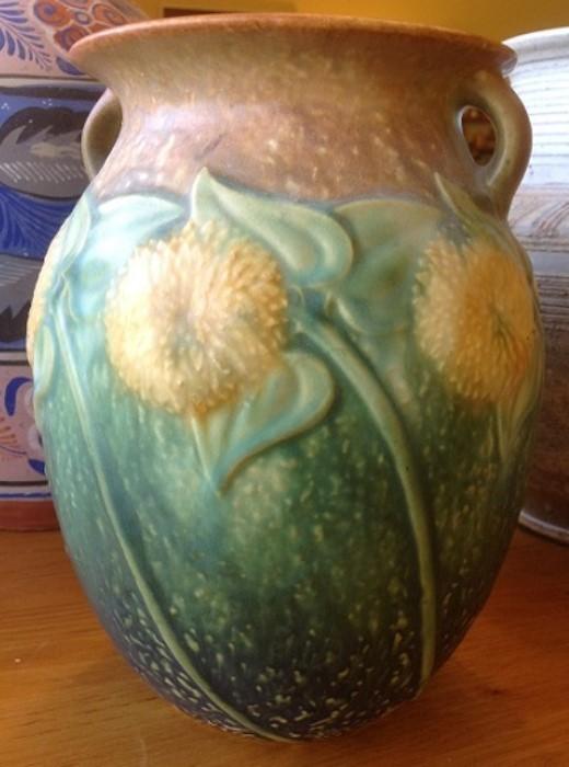 Roseville Pottery vase, sunflower pattern