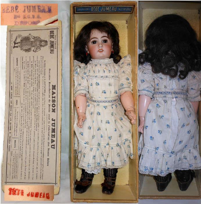 Bebe Jumeau c.1880s with Original Clothes, in Original Box in Lovely Condition showing Marks on the Doll