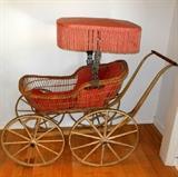 Large and Very Impressive Fringed Baby Pram/Surrey in Very Good Condition