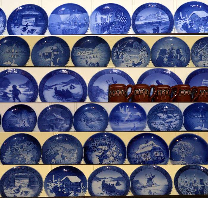 Some of the approximately 65 Royal Copenhagen Plates