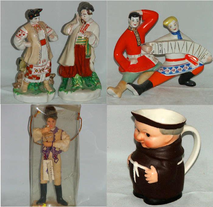 Vintage Russian Figurines, Russian Doll and Hummel Goebel Monk