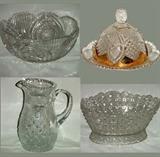 Deeply & Sharply Cut Glass Bowl and other Cut Glass Pcs