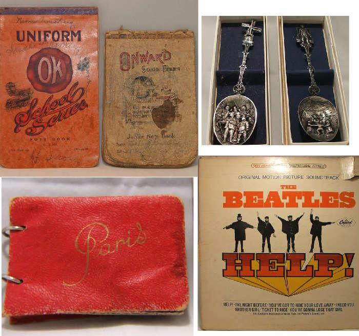 Miniature Paris Post Card Book, The Beatles Help Album, Antique Booklets and Collector Spoons