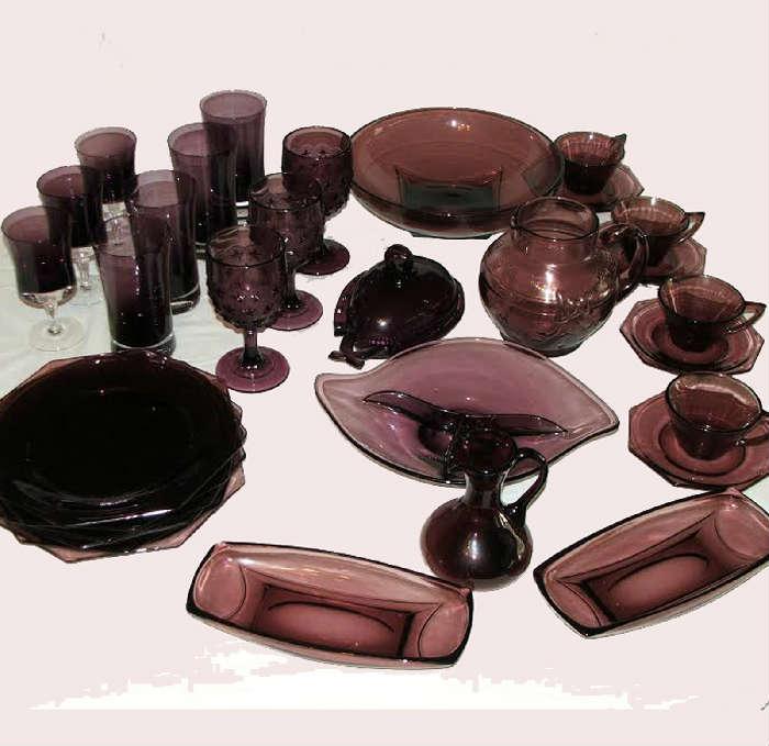 Large Selection of Amethyst Glass