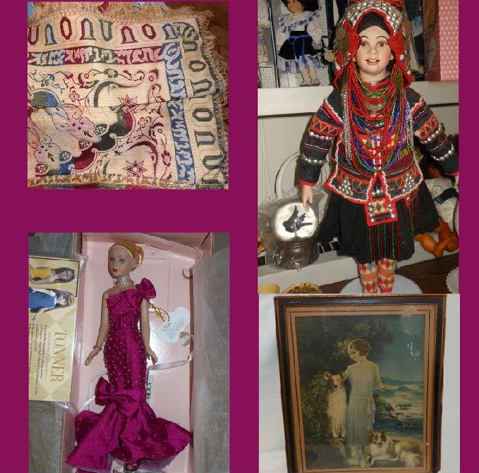 Lovely Russian Fabric with Original Tag, great dolls and vintage print