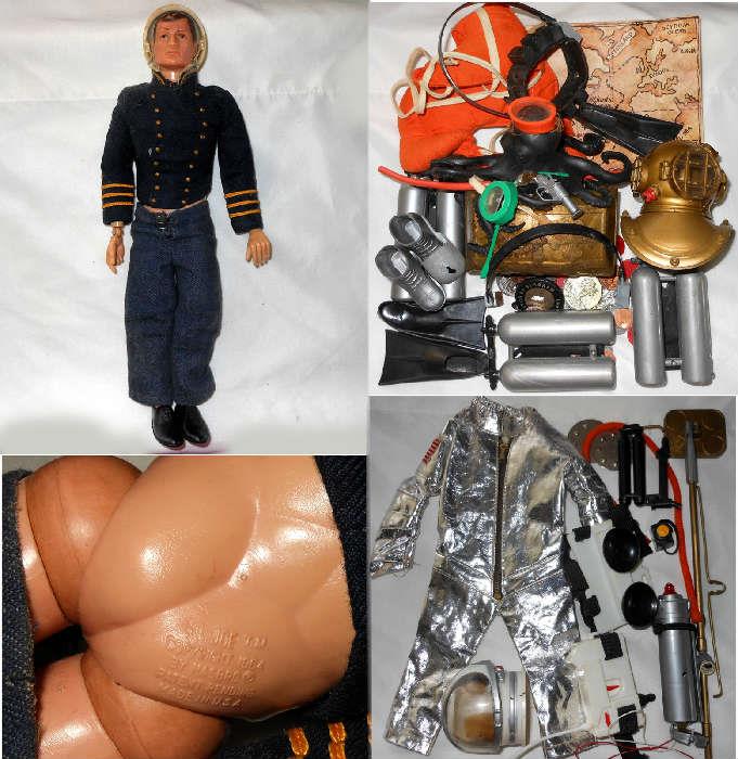 GI Joe with Deep Sea Hard Hat Diving Gear and Astronaut Gear Copyright 1964, Made in USA