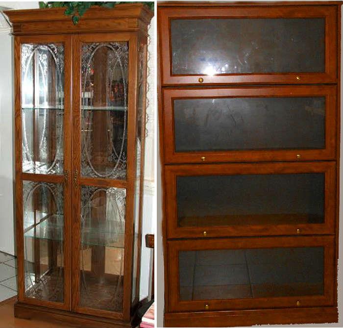 Lovely Lighted Display Cabinet and Barrister Bookcase