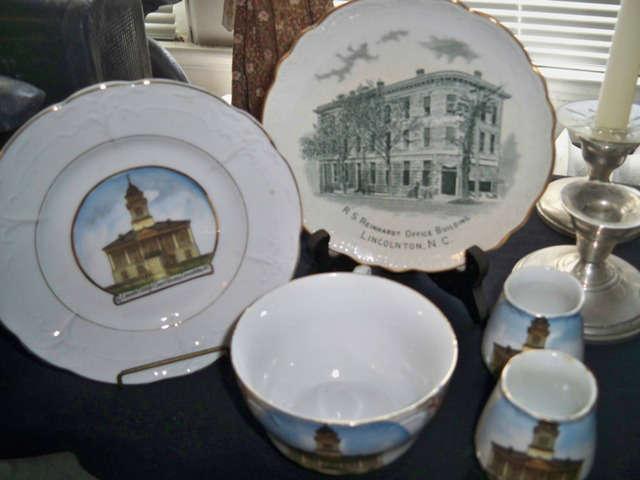 Just some of the local interest items, 5 pieces of Lincolnton NC Historic Landmark China including those of the original Courthouse