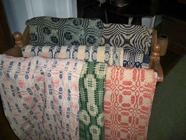 Just a few of the MANY Coverlets; some NC some overshot etc.