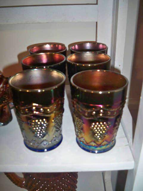 Carnival Glass Grape & Cable Tumblers