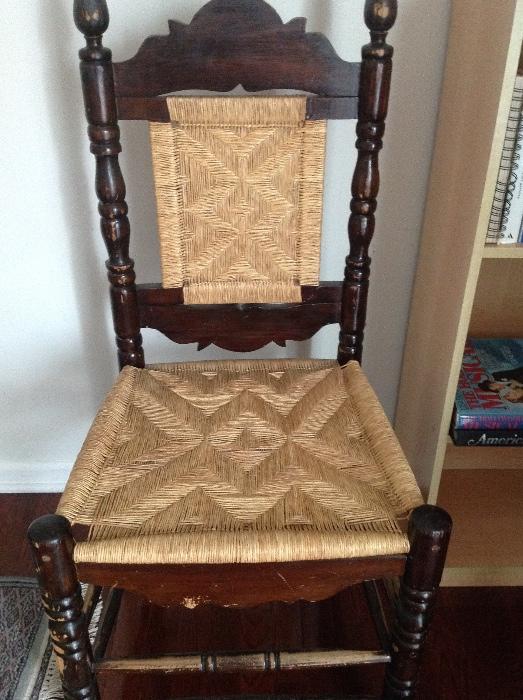 Antique Wood and Twine Chair