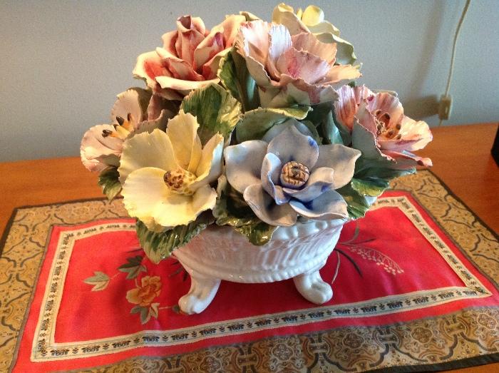 Italian Porcelain Flower Basket