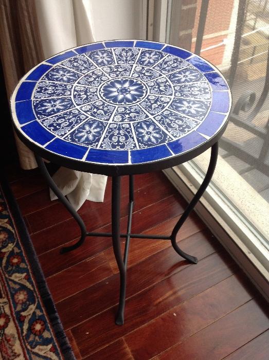 Mosaic Tile/ Iron Side Table