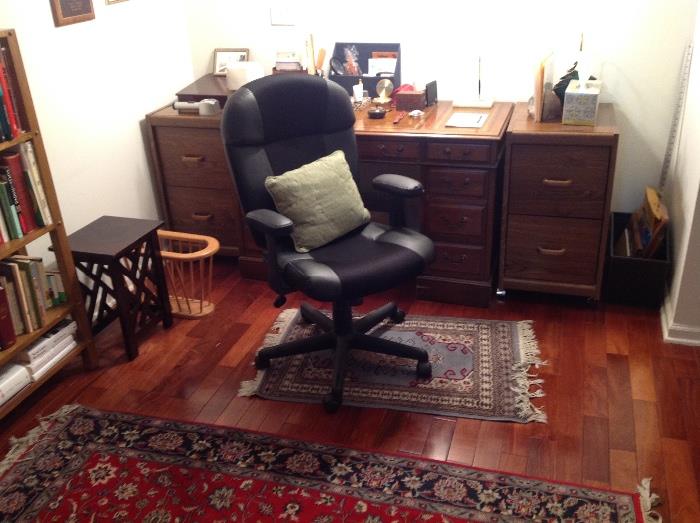 Office Desk, Chair, Bookcase, Side Table, Rugs