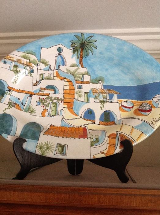 Hand Painted Italian Plates, Stand