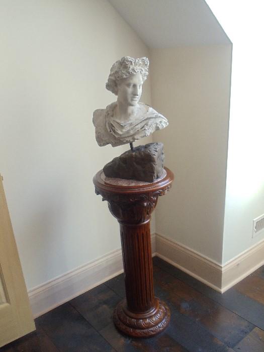 Bust of Apollo Belvedere on pedestal