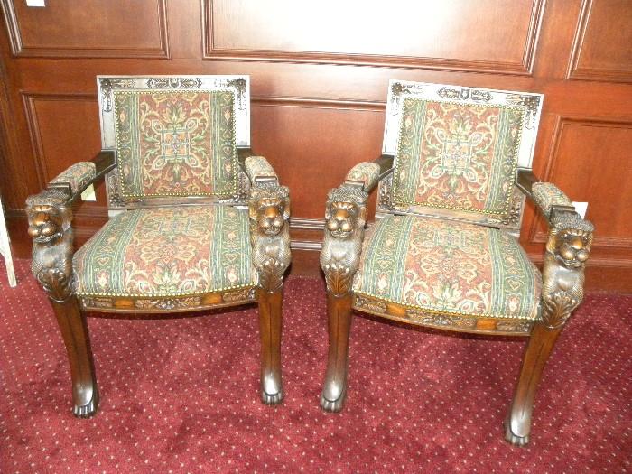 Solid Mahogany Carved Chairs