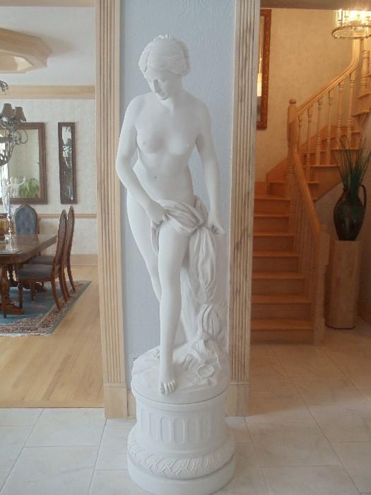 "La Baigneuse" Marble Life-Size Statue and Base after Falconet