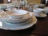 Service for twelve (12) plust serving pieces (91 Pieces total) of RARE ..HERTEL JACOB, Bavaria, Germany..Margaret w/gold rim pattern...ALL IN MINT CONDITION!!!