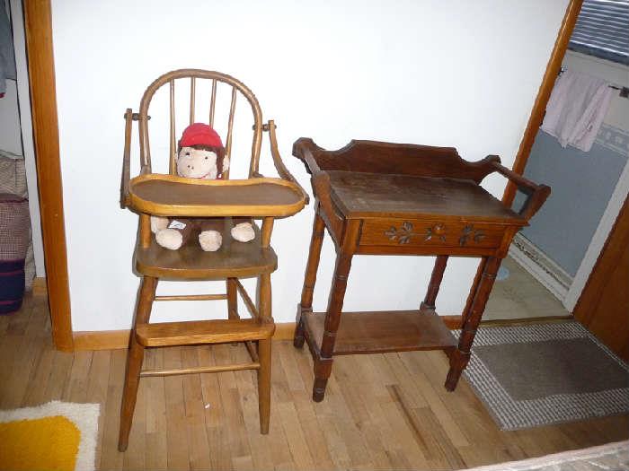 Side Table & Old Baby Highchair