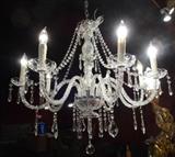 AUSTRIAN STYLE CRYSTAL CHANDELIER, CRYSTAL SWAGS AND DROPS - 2 MATCHING CHANDELIERS AVAILABLE, SOLD SEPARATELY, 28"W