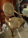 PAIR GOLD FINISH FAUTEUIL CHAIRS