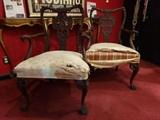 PAIR ANTIQUE MAHOGANY CHIPPENDALE STYLE ARMCHAIRS, FINELY CARVED, LATE 1800'S