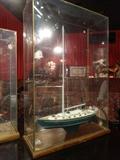WOOD AMERICA'S CUP YACHT MODEL, IN GLASS CASE