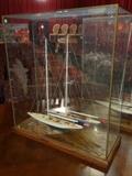 WOOD AMERICA'S CUP YACHT MODELS IN GLASS CASE, SEVERAL DIFFERENT ONES TO CHOOSE FROM