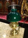 ANTIQUE BRASS OIL LAMP, CONVERTED TO ELECTRIC