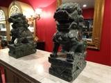 2 HUGE CHINESE JADE FOO DOGS