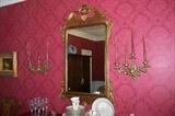 Chippendale mirror and a pair of brass wall sconces