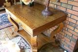 American oak Empire table with one drawer