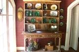 Absolutely fabulour piece - country French?  Who knows-  but great look!  Shown with Majolica - green transferware, etc.
