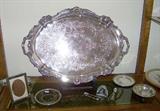 Sterling pieces along with the large silverplate Strasbourg tray