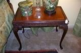 One of a pair of leather top side tables - matches the bedroom set upstairs