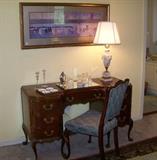 Pretty desk with carving - great looking pulls