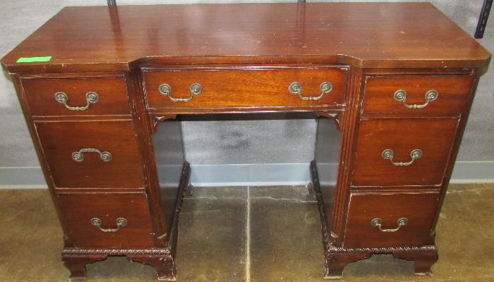Mahogany Chippendale Knee Hole Desk                          30" tall 46" wide 19" deep 