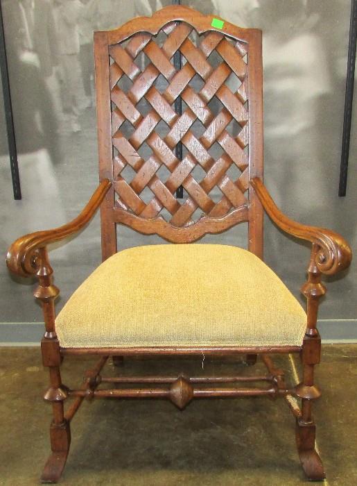 Custom Mahogany Oversize Armchair                                 51" tall 34" wide from arm to arm 