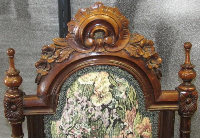 Close-up of Crest on Victorian Ladies Chair 